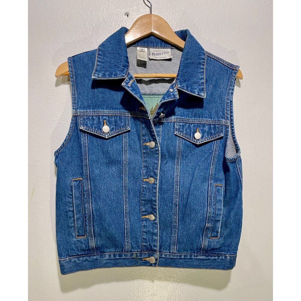Pendleton Blue Vest With Geometric Pattern - image 3
